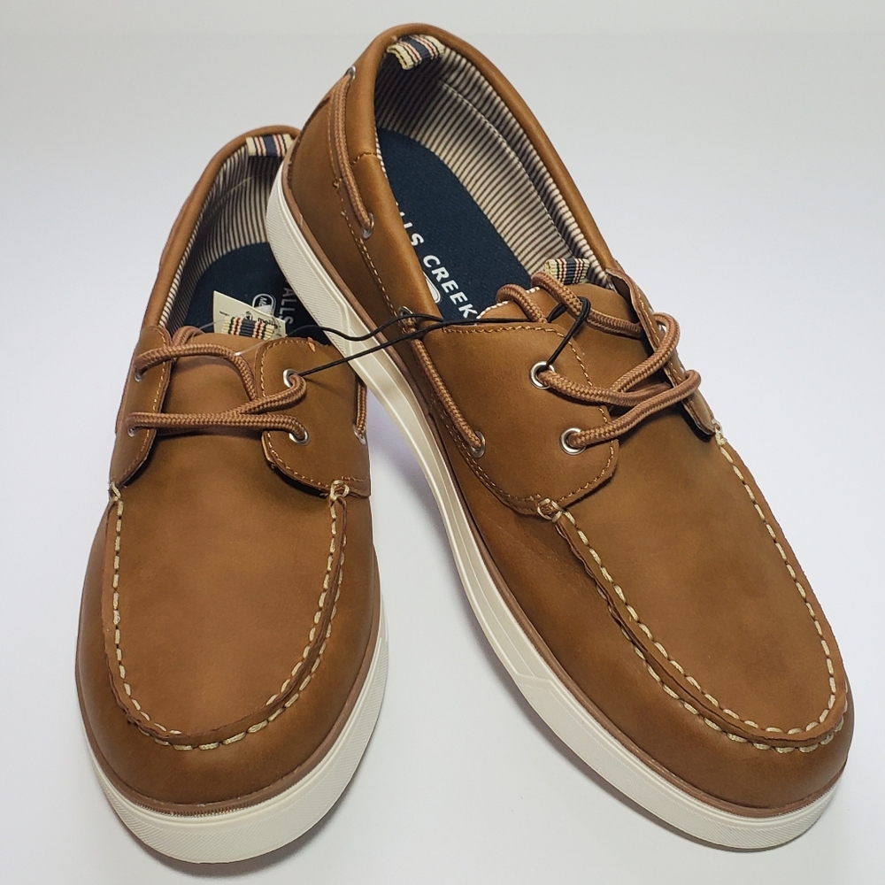 NWT Falls Creek Mens SZ 12 Slip On Loafers Boat Shoes, Hands Free Memory Foam